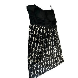 Ashley Stewart Womens Strapless Sun Dress Black & White Polka Dots Sash Size 18